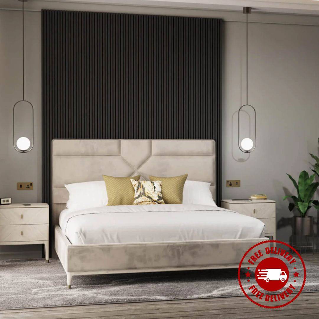 Darcy Bedframe Ebony/Stone - Luxury Interiors