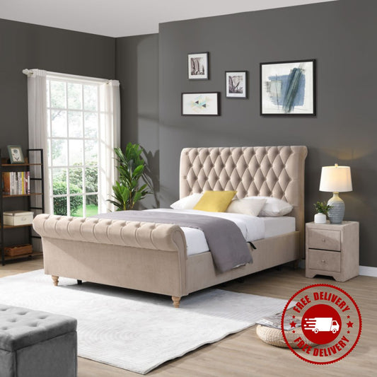 Katie Gas Lift Storage Bed Mink - Luxury Interiors