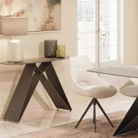 Seti Ceramic Espresso Console Table - Luxury Interiors