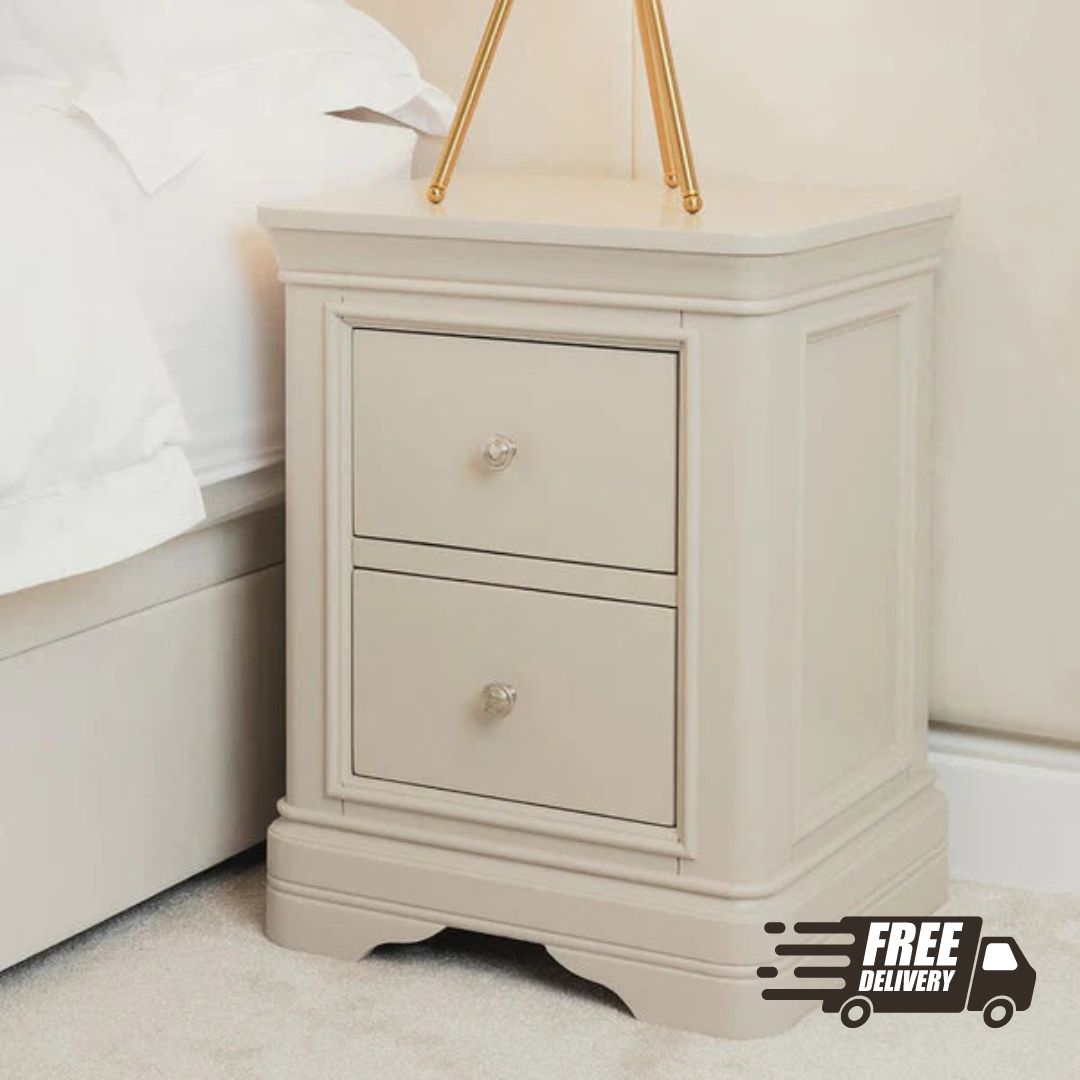 Maria Taupe Bedside Locker FREE delivery - Luxury Interiors