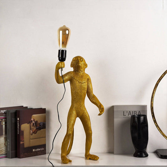 Monkey standing lamp gold 56cm