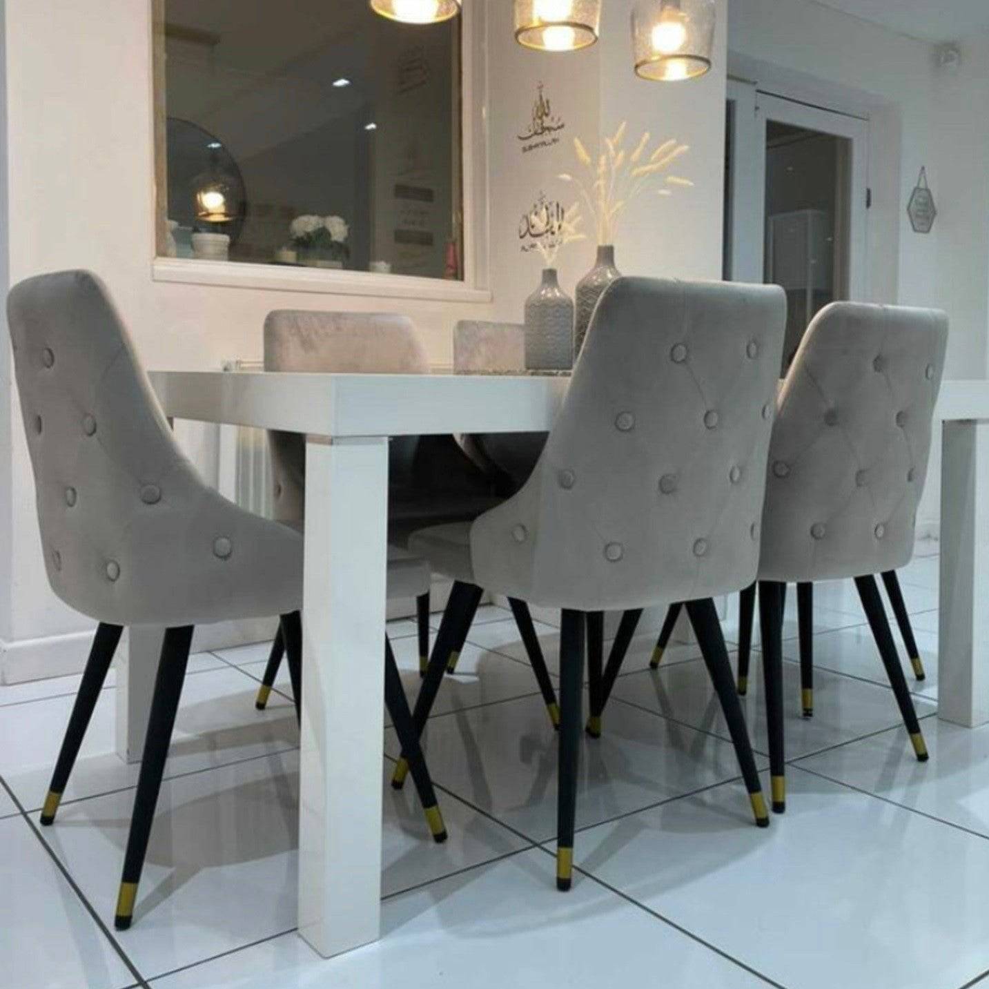 Ava Grey Velvet Dining Chairs (Pair)