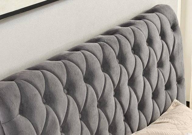 Katie Luxury Velvet Bed Mink, Silver, Gas Lift Storage - Luxury Interiors