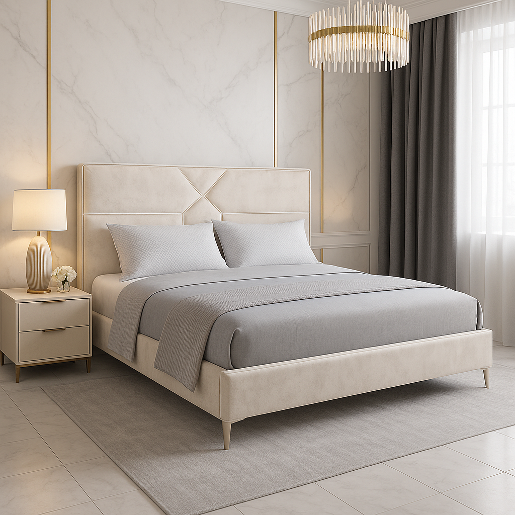 Darcy Bedframe Ebony/Stone - Luxury Interiors