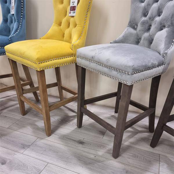 Kacy Grey Velvet Counter Stool (PAIR)