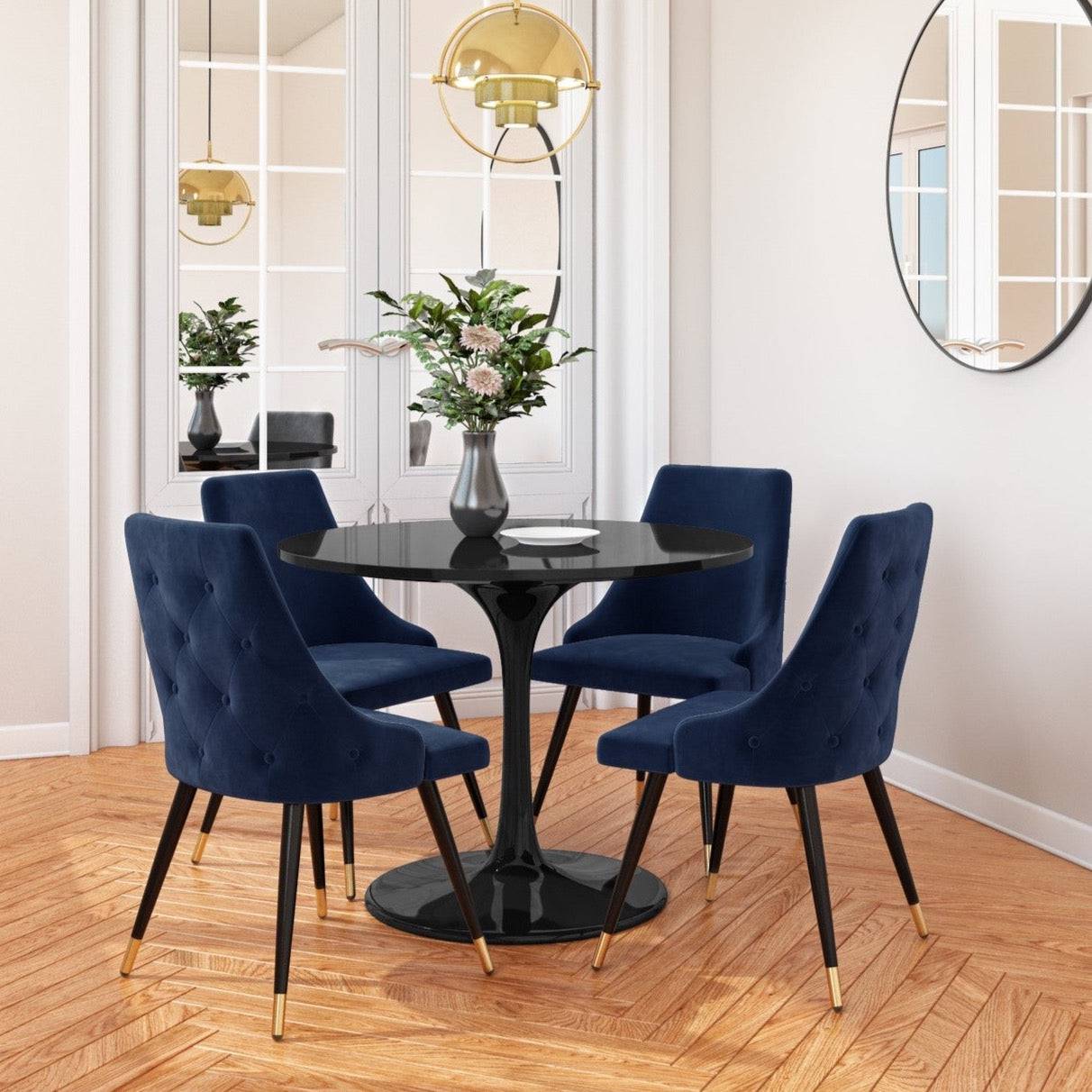 Ava Grey Velvet Dining Chairs (Pair)