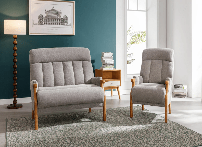Blane Silver Fireside Loveseat - Luxury Interiors