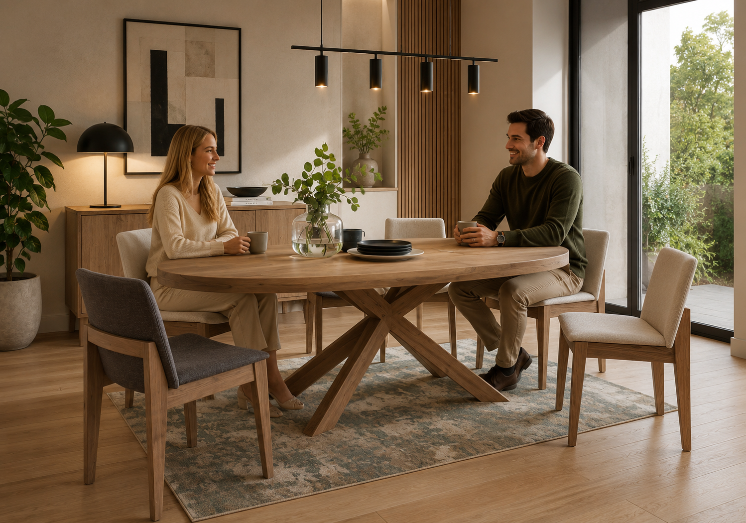 Fabien 1.9m Table Oval Scandinavian Dining Set