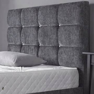 Grey Chenille fabric 2 row diamond headboard 4ft