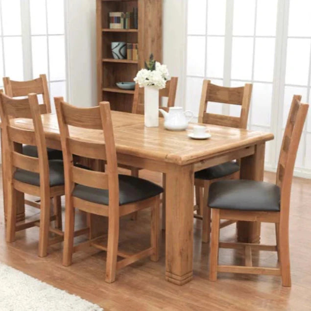 Danube Solid Oak Padded Seat Dining Chairs (PAIR) - Luxury Interiors