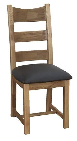 Danube Solid Oak Padded Seat Dining Chairs (PAIR)