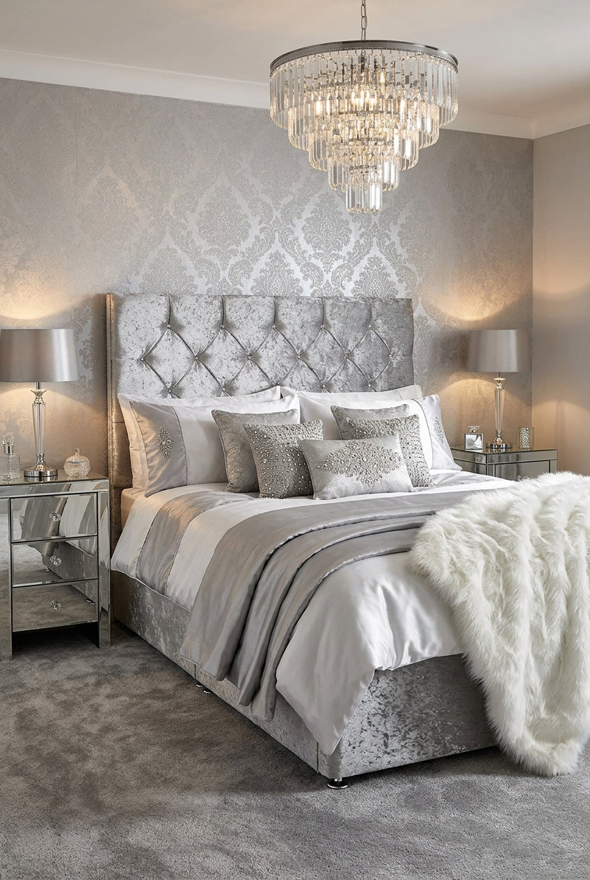 Diamonte Full Height Floor Headboard 54" High