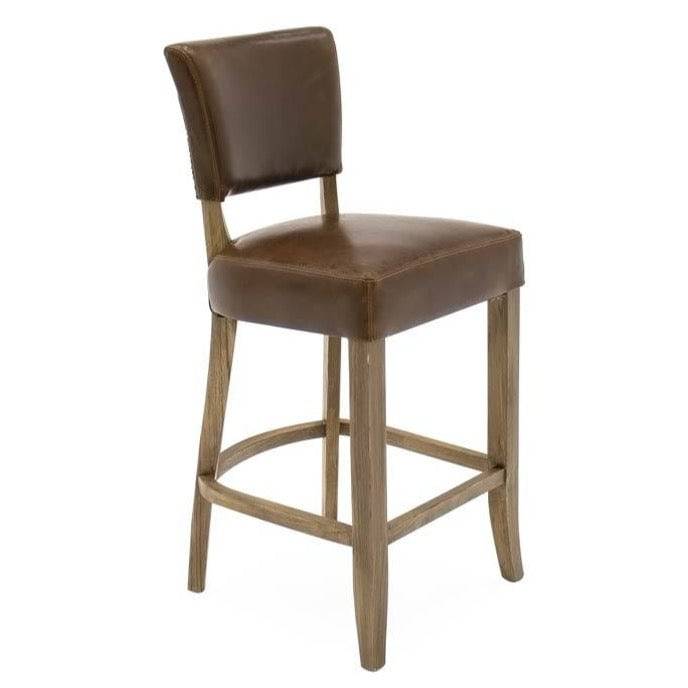 Leather Donna Bar Counter Stool (PAIR) - Luxury Interiors