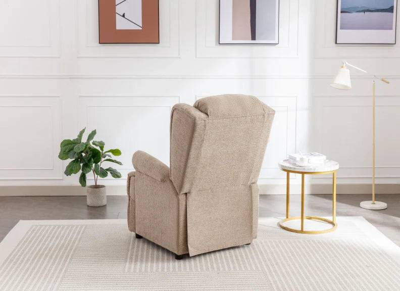 Ember Oatmeal QueenAnne Fabric Fireside Armchair - Luxury Interiors