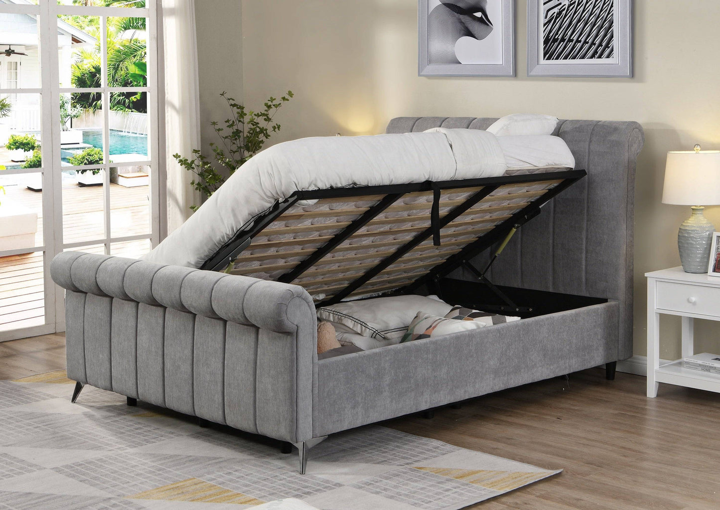 Carlotta Storage Bed Grey or Beige (FREE DELIVERY)