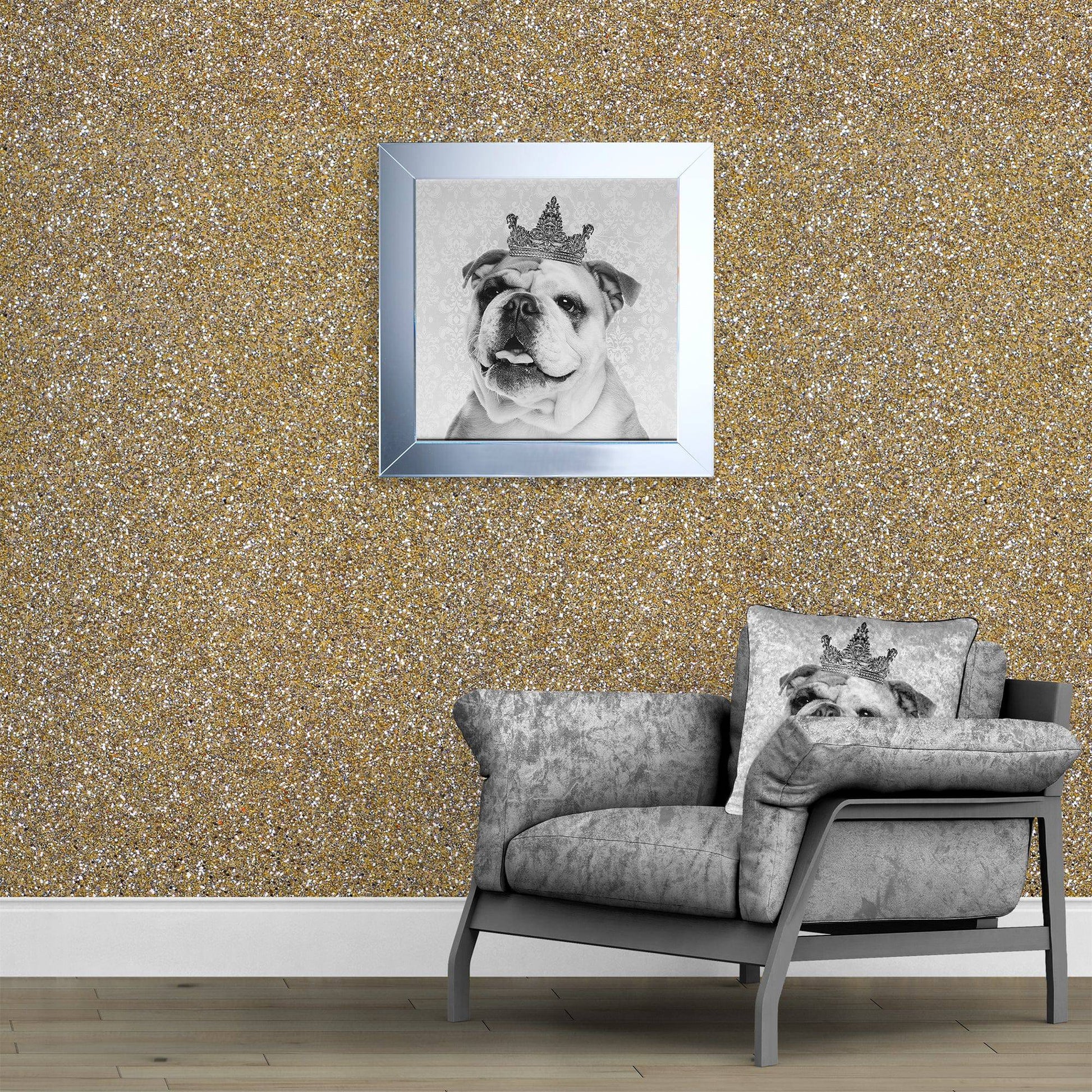 Interiors 148cm Wide- Gun Metal Glitter Fabric Wall Covering 10m Long - Luxury Interiors