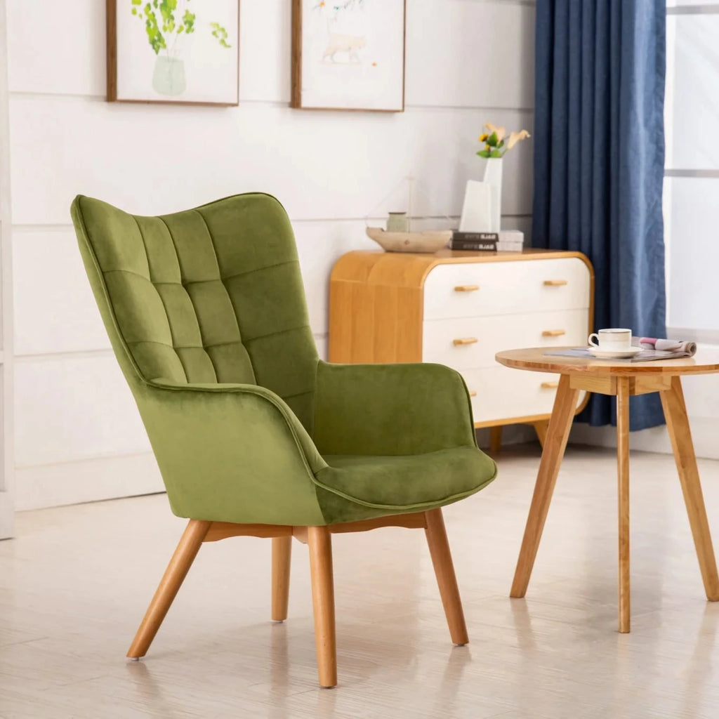 Forest Green Kayla Velvet Accent Chair - Luxury Interiors