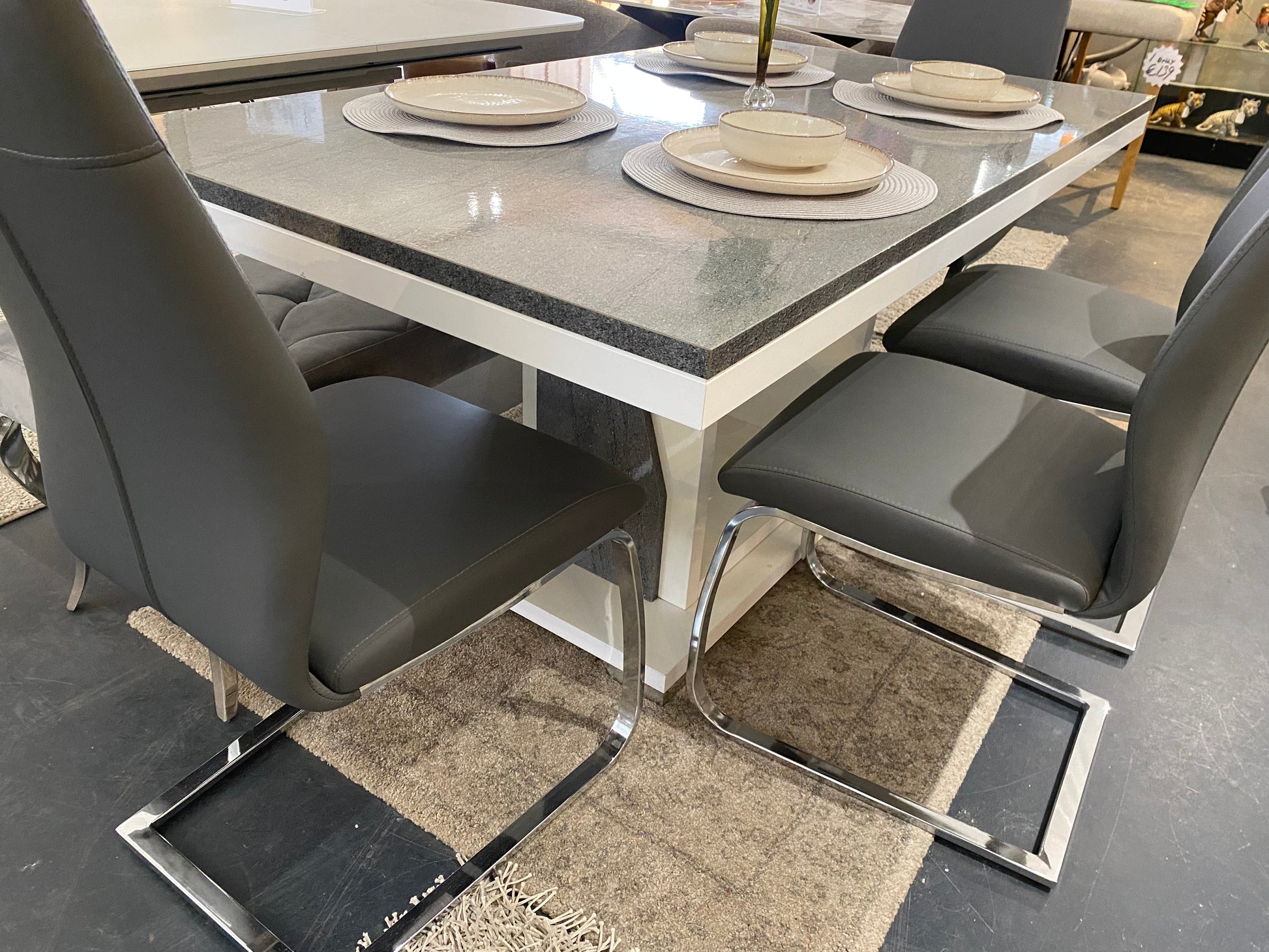Ascott Grey Dining Set With Bench - Luxury Interiors