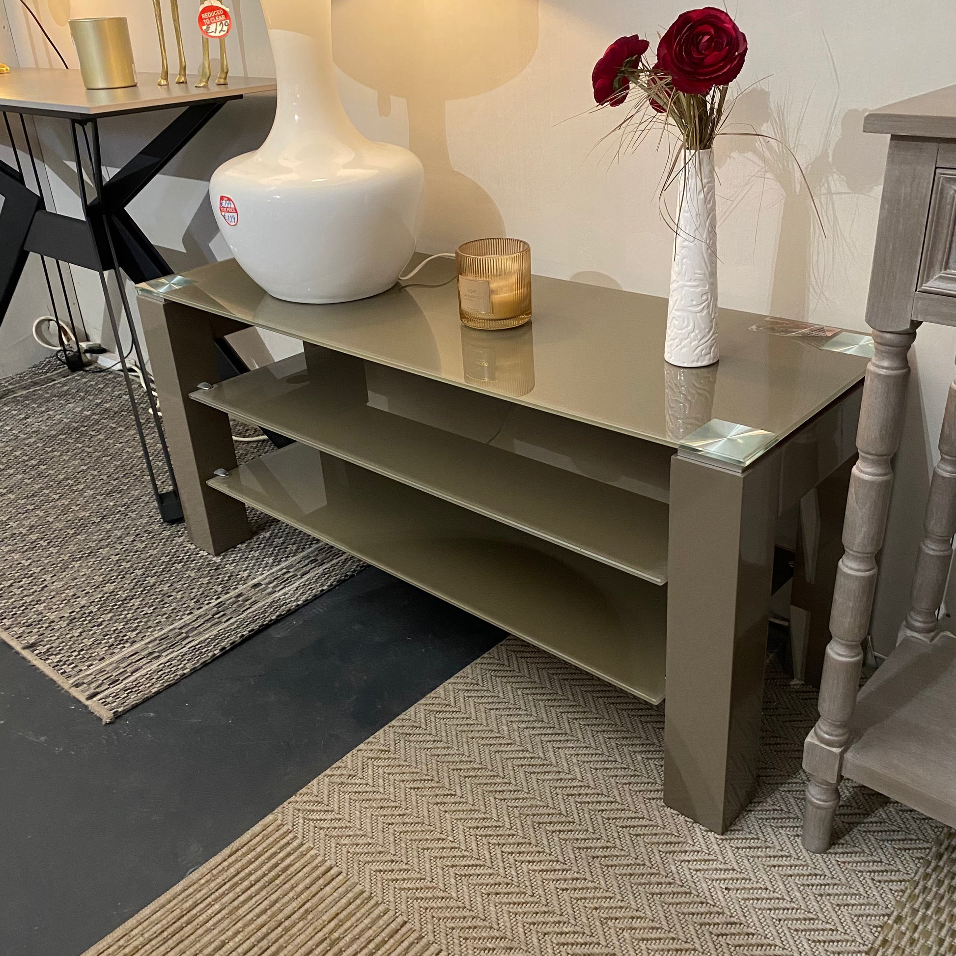 Brown Smoked TV Unit - Luxury Interiors