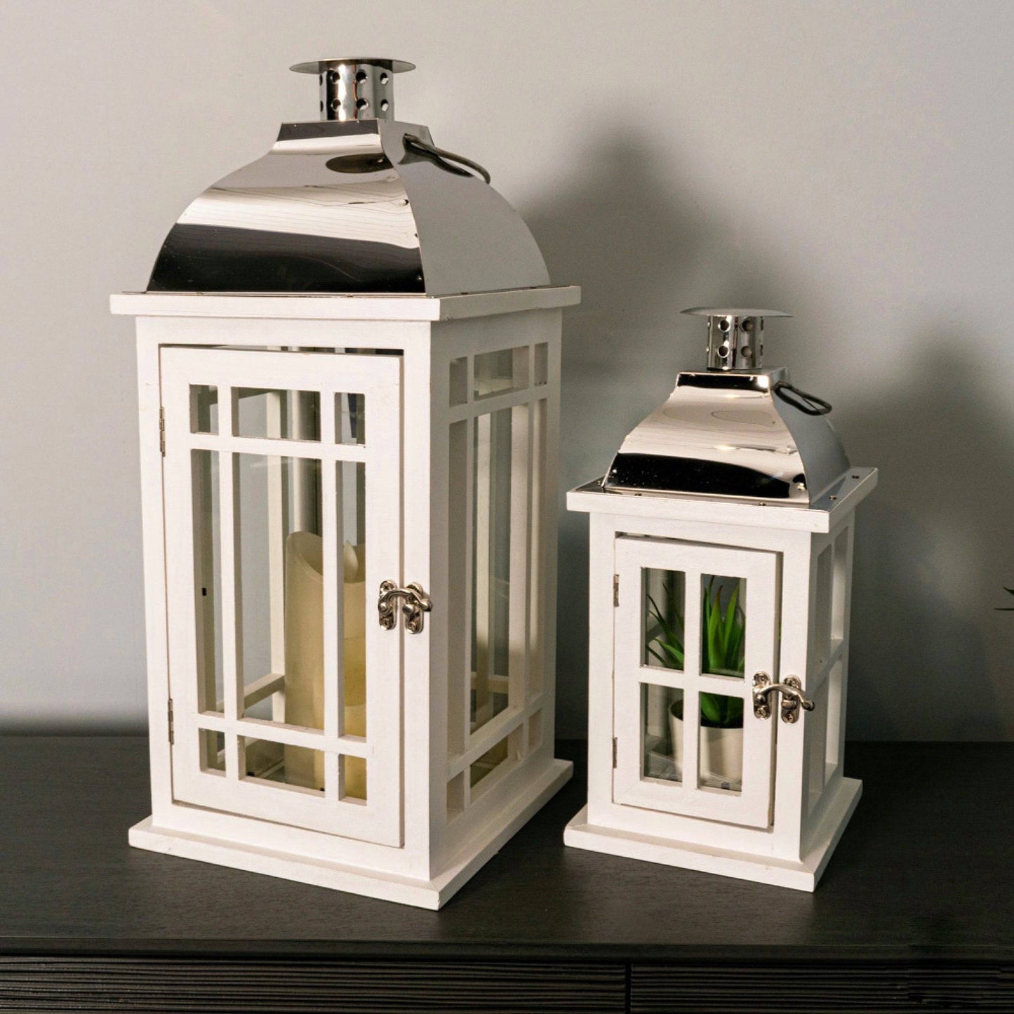 Julie Chrome White Lanterns