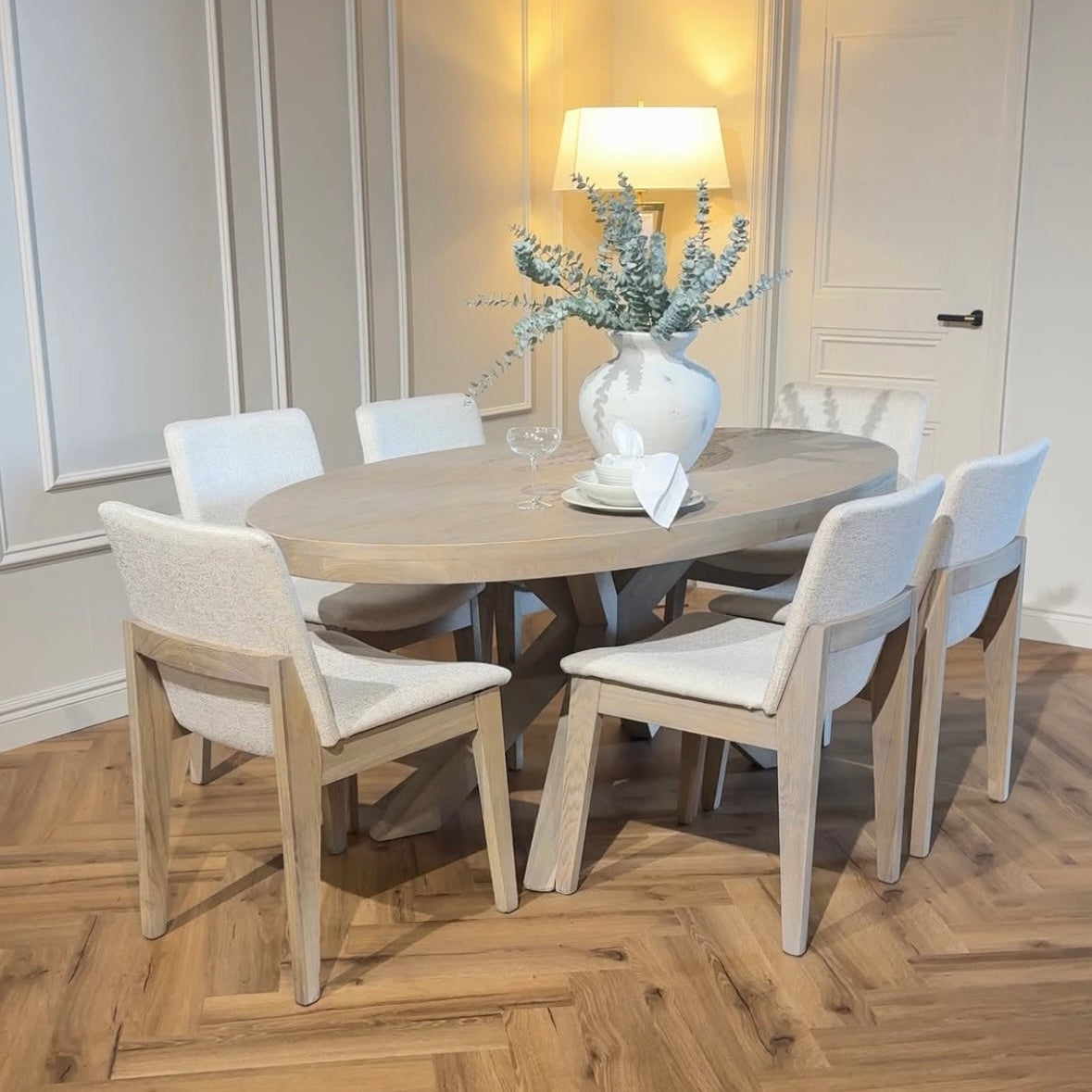 Fabien 1.9m Table Oval Scandinavian Dining Set