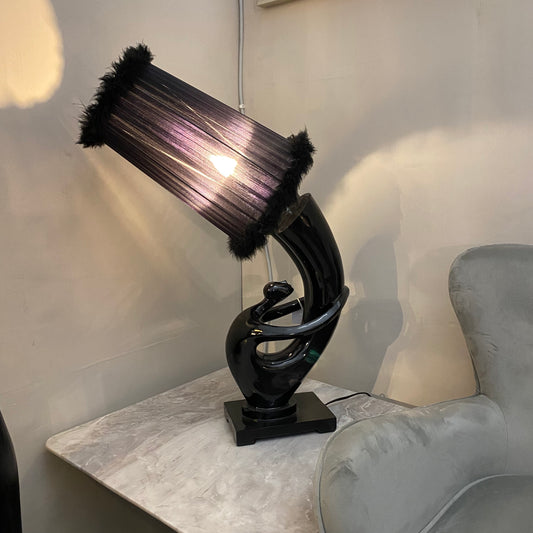 modern black high gloss artwork table lamp - Luxury Interiors