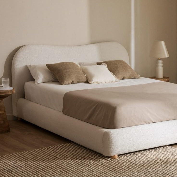 Modern Delilah Bone Fabric Bedframe