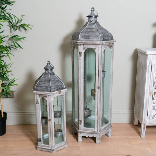 Grey Tall Agar Lantern Set