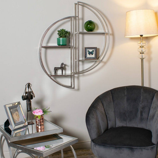 Harriet mirrored wall shelf silver