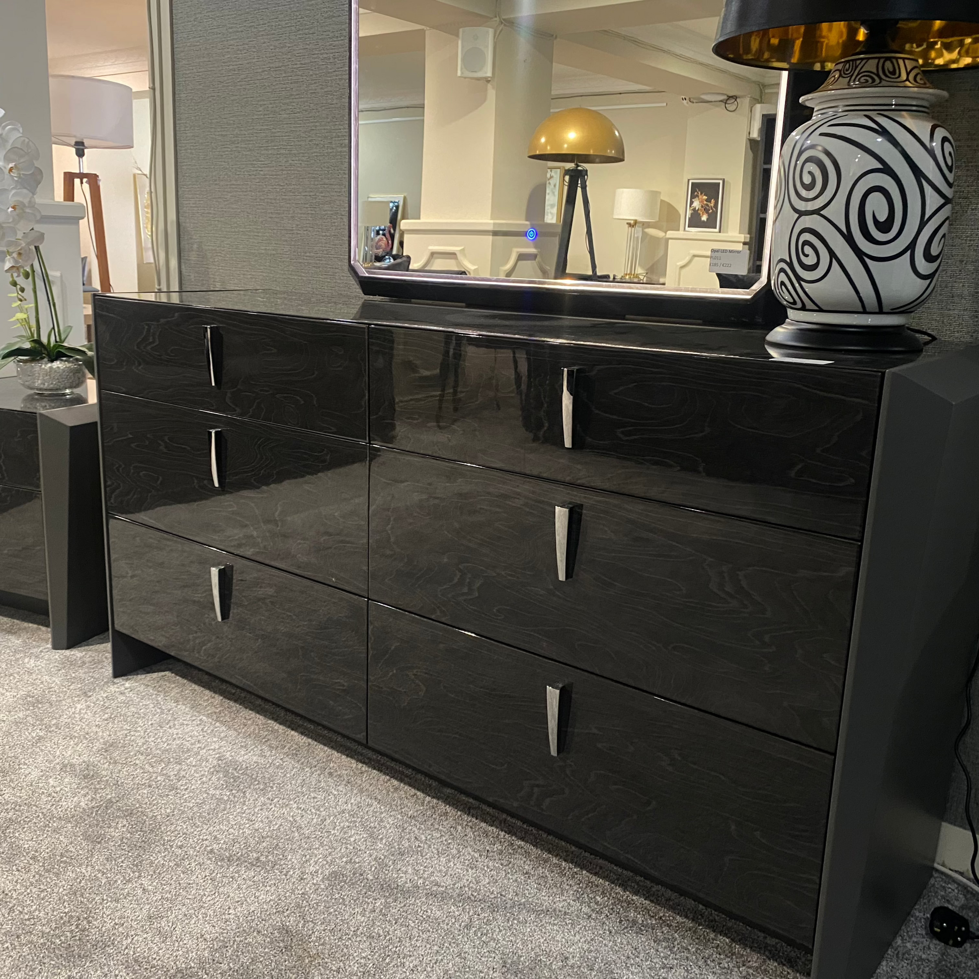 Opal High Gloss Chest of 6 Drawers - Luxury Interiors