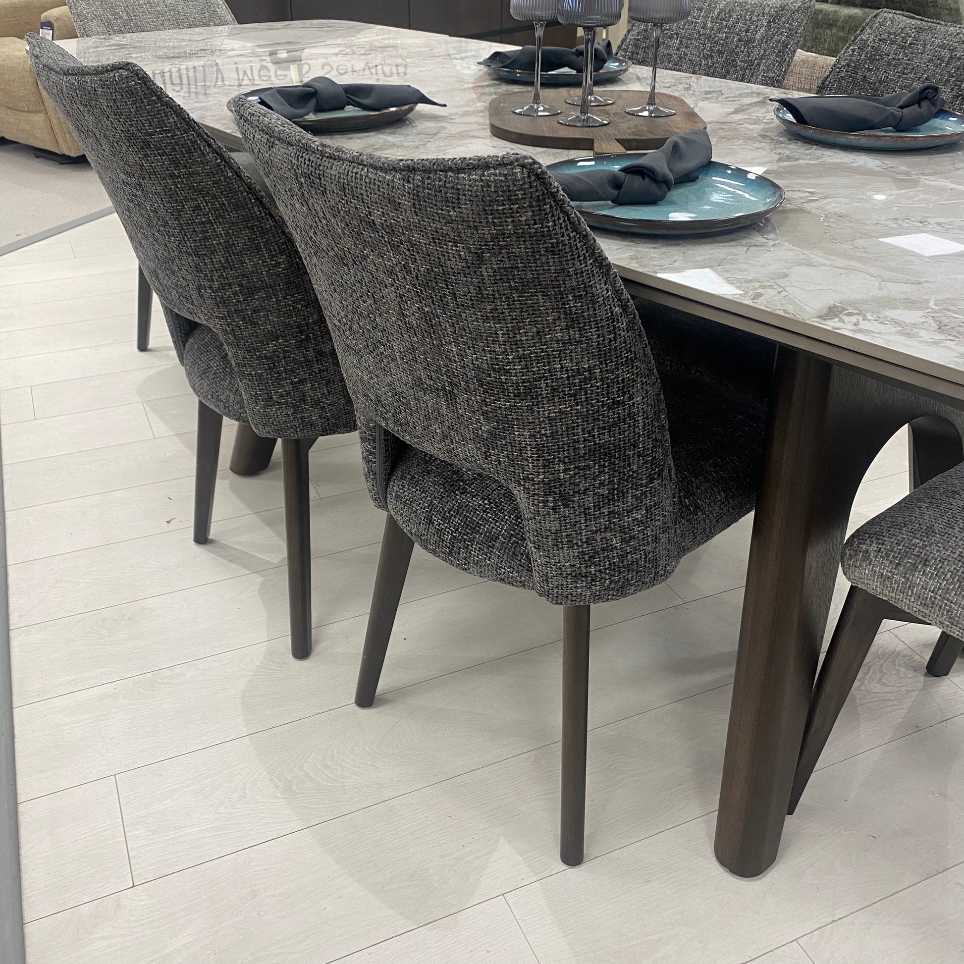 Westwood Chenille Grey Dining Chairs (Pair) - Luxury Interiors