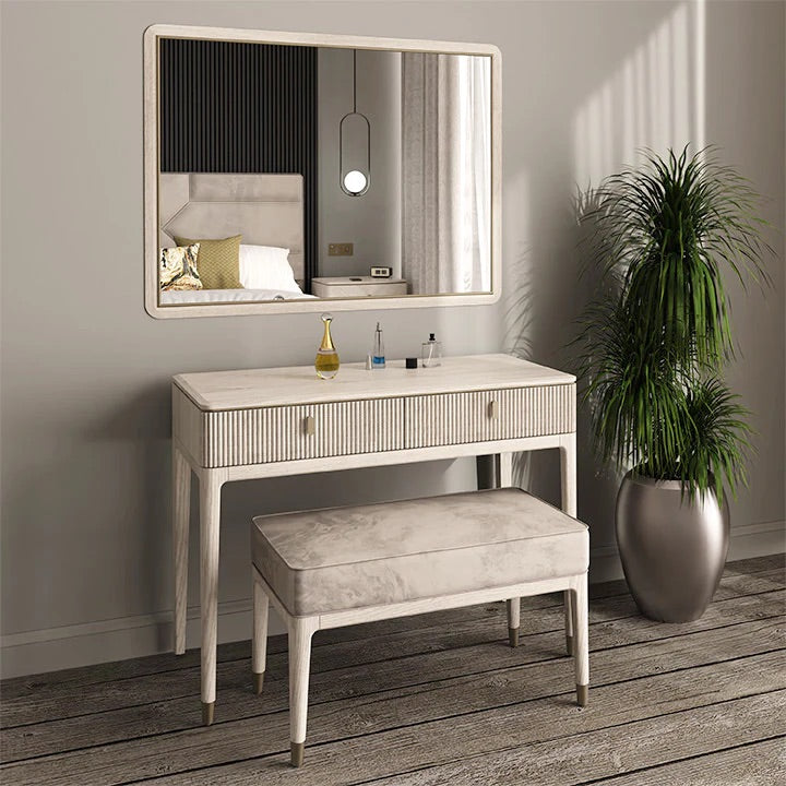 Diletta 2 drawer dressing table Stone - Luxury Interiors