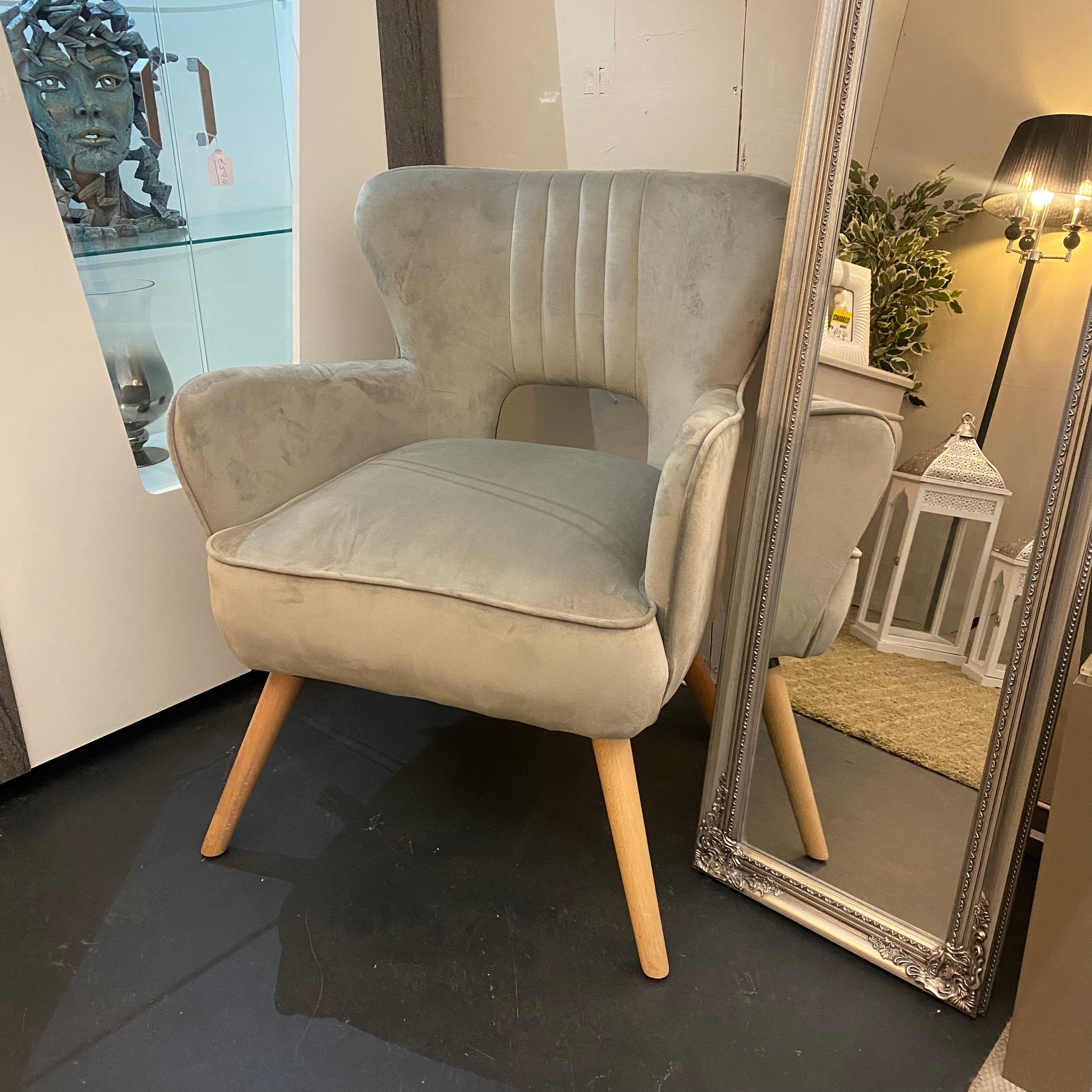 Ruby Grey Velvet Accent Chair - Luxury Interiors