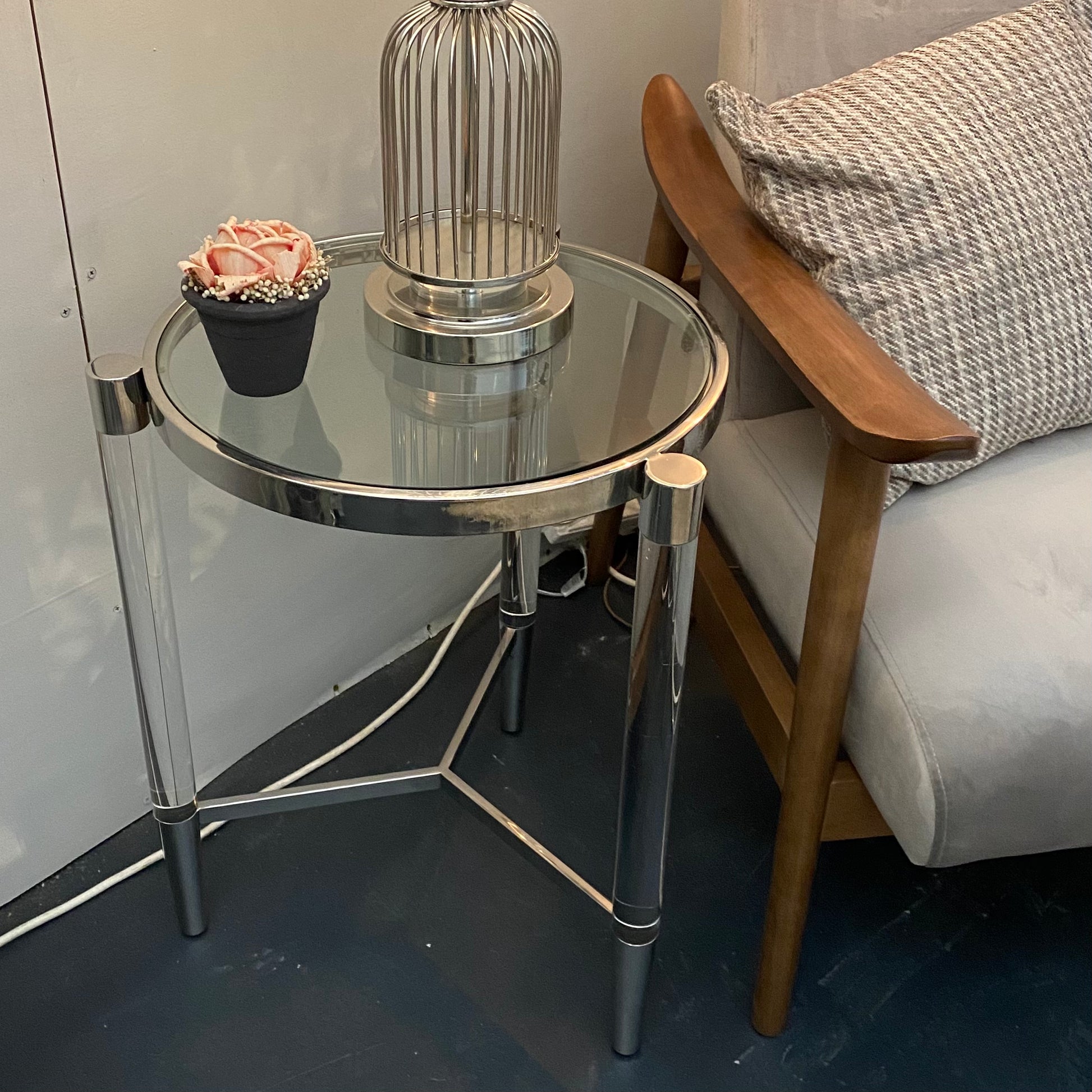 Marissa Silver Round Lamp Table - Luxury Interiors
