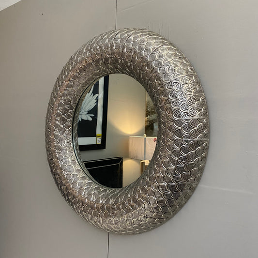 Silver 90 x 90cm Agadir Round Mirror - Luxury Interiors