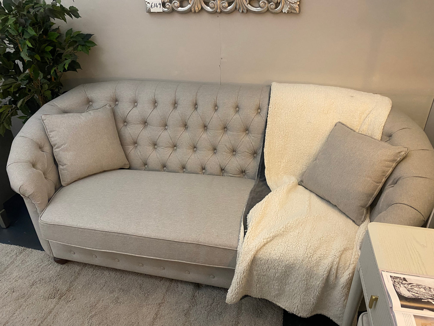 Chesterfield Grey Linen Suite - Luxury Interiors