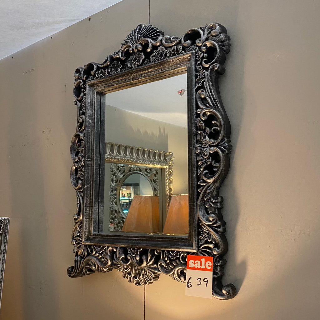 Lynette Dark Grey Vintage Wall Mirror - Luxury Interiors