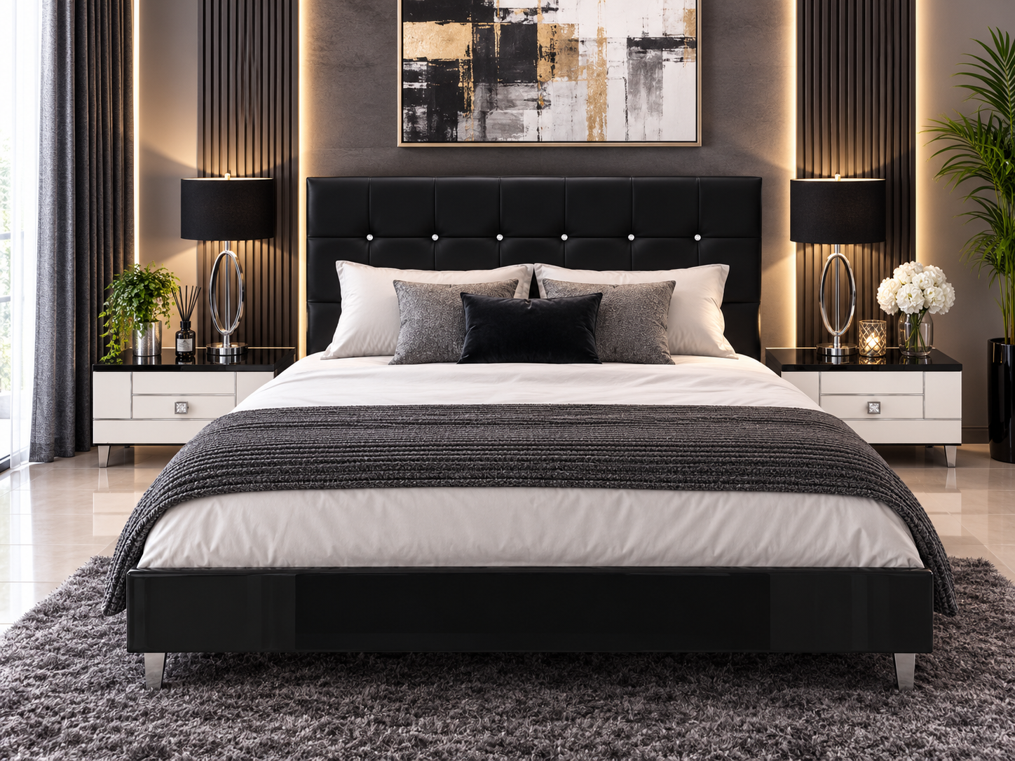 Italian Bed Frame & 2 Night Stands.