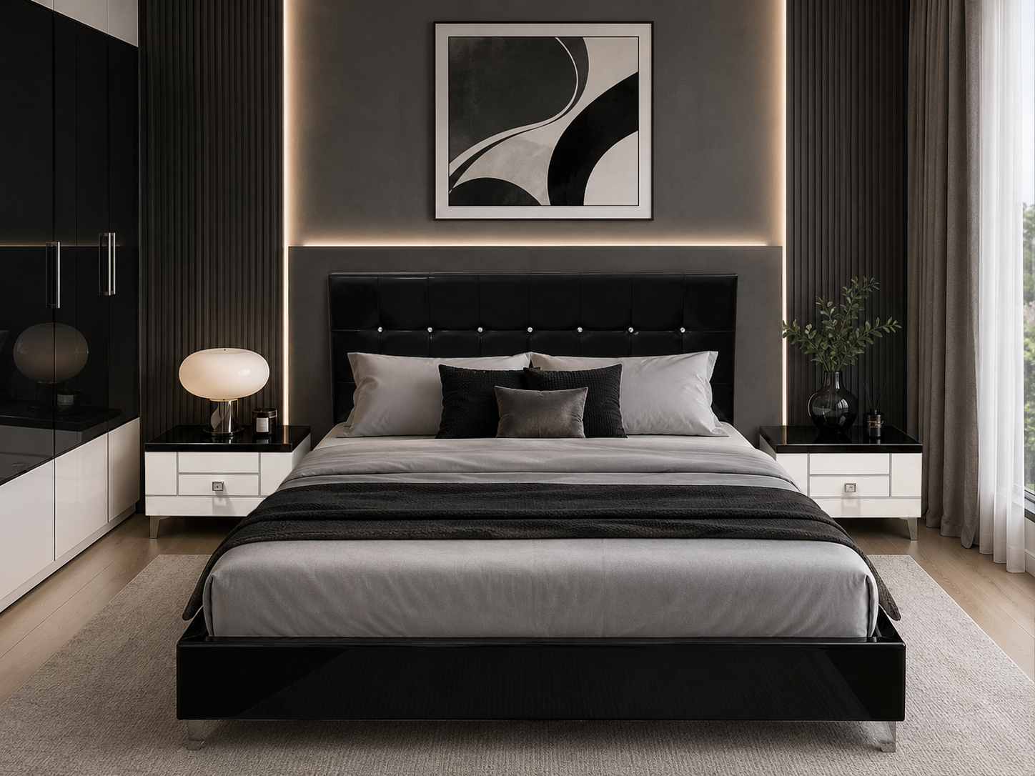 Italian Bed Frame & 2 Night Stands.