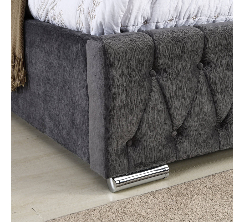 Jersey Storage Bed in Velvet Charcoal  (FREE DELIVERY) - Luxury Interiors