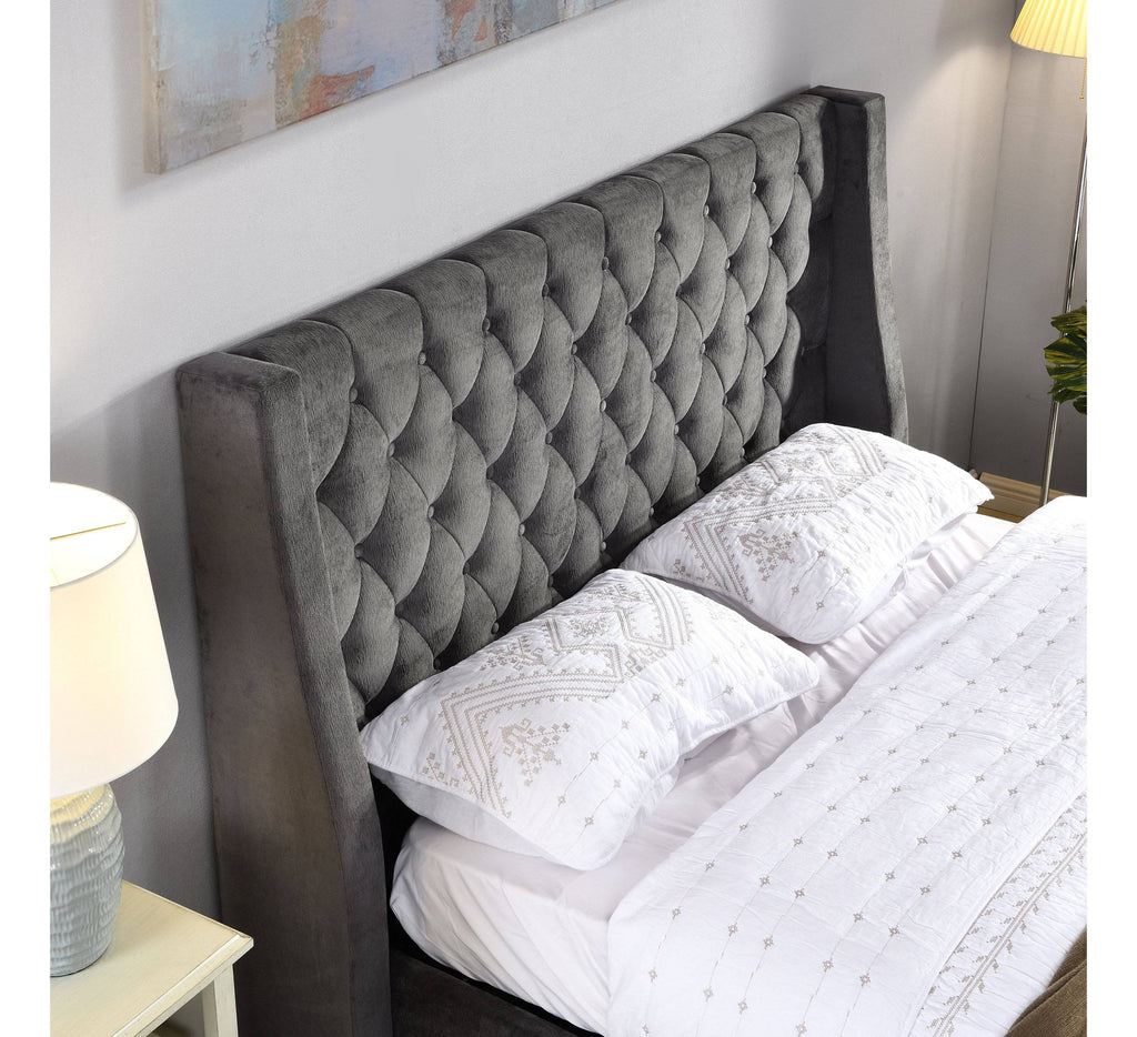 Jersey Storage Bed in Velvet Charcoal  (FREE DELIVERY) - Luxury Interiors
