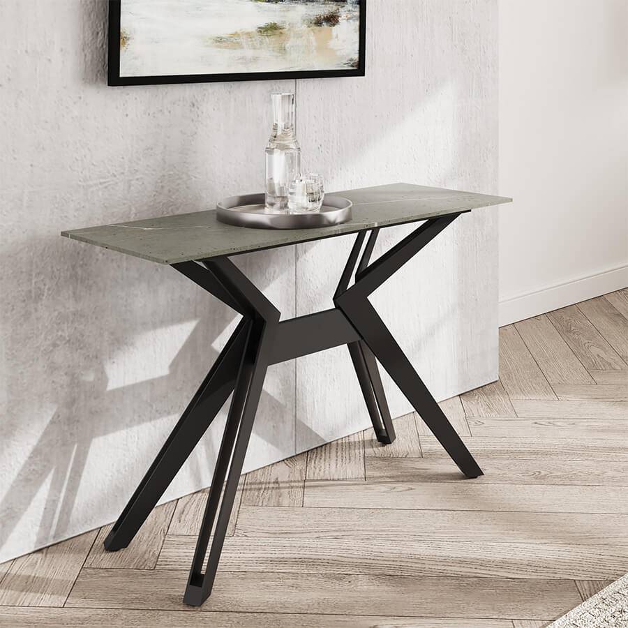 Kore Stone Ceramic & Metal Console Table - Luxury Interiors