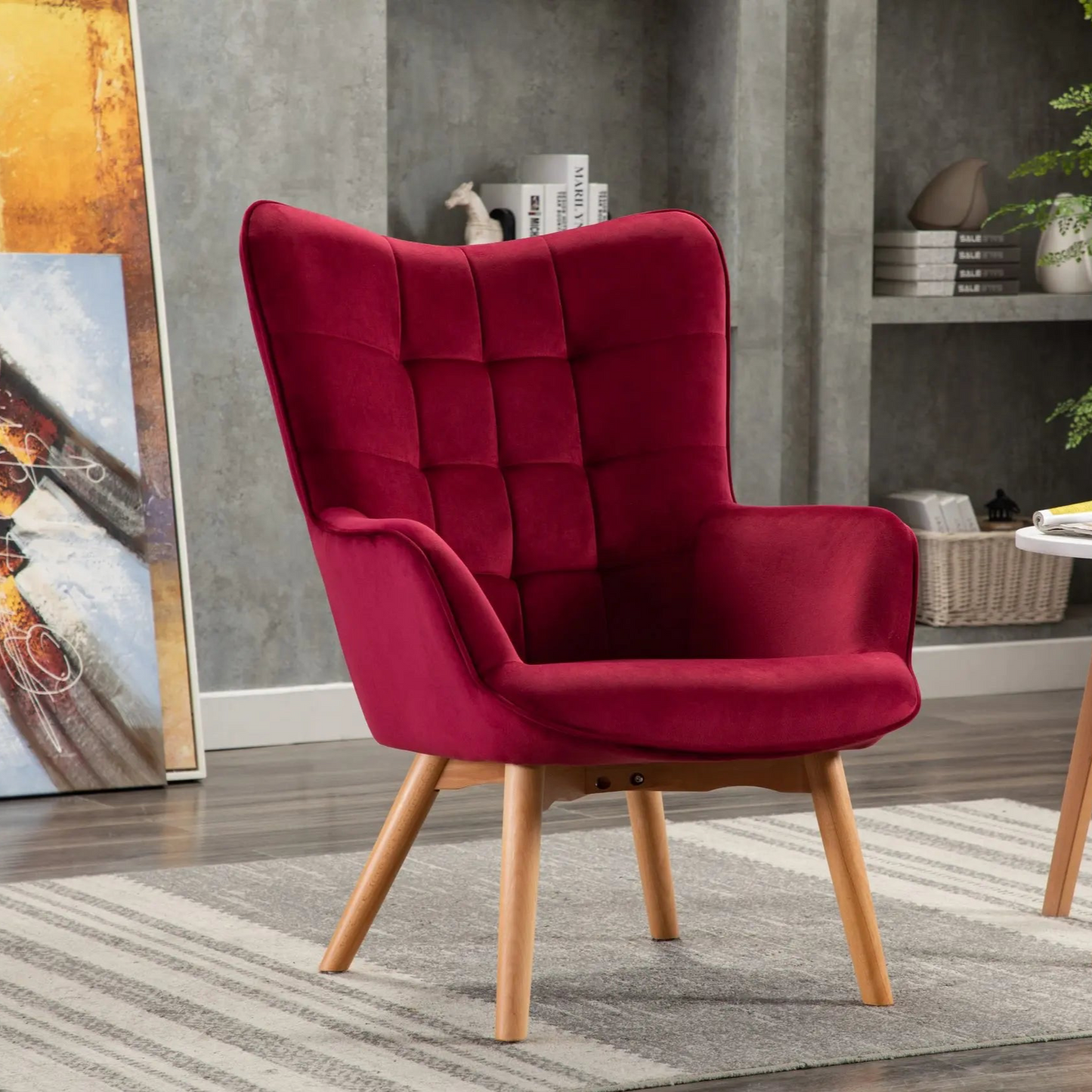 Kayla Red Velvet Armchair - Luxury Interiors