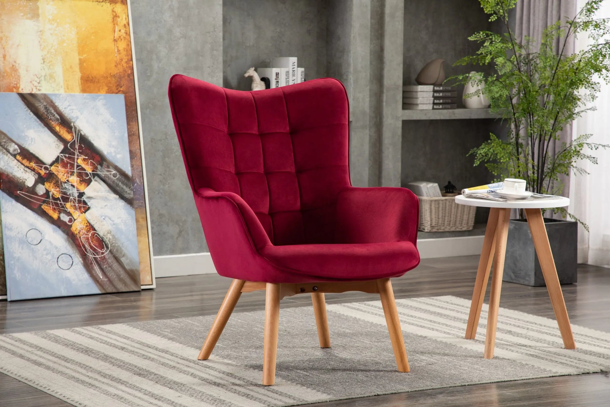 Kayla Red Velvet Armchair - Luxury Interiors