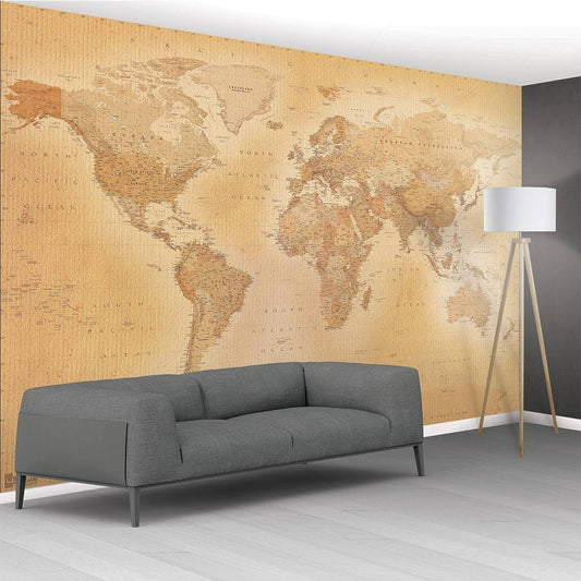 Non Woven Paste The Wall XXL Mural 3.66 X 2.53M Vintage Map - Luxury Interiors