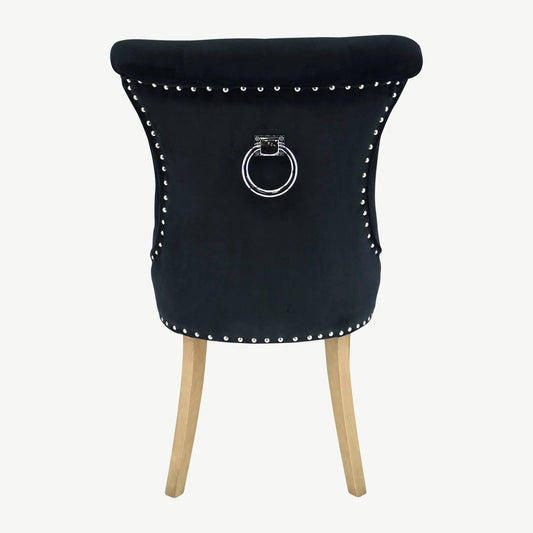 Rochelle Black Velvet Knocker Back Dining Chair (Pair) - Luxury Interiors