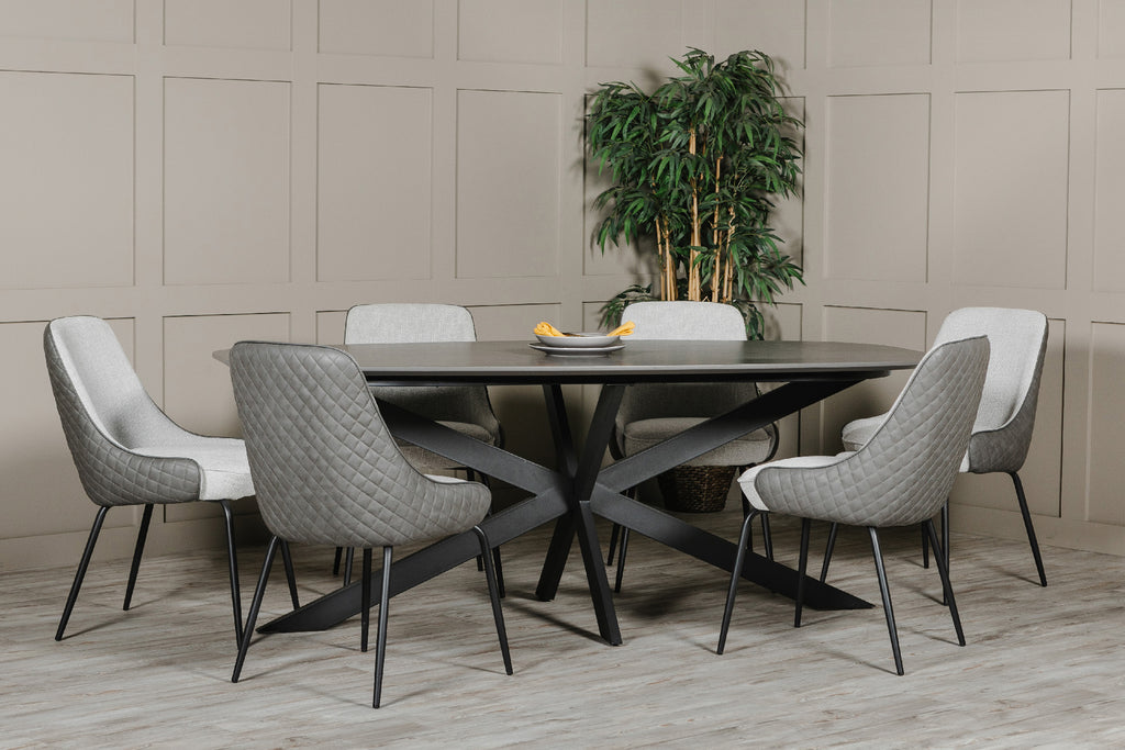 Sadia Oval Slate Grey Dining Set