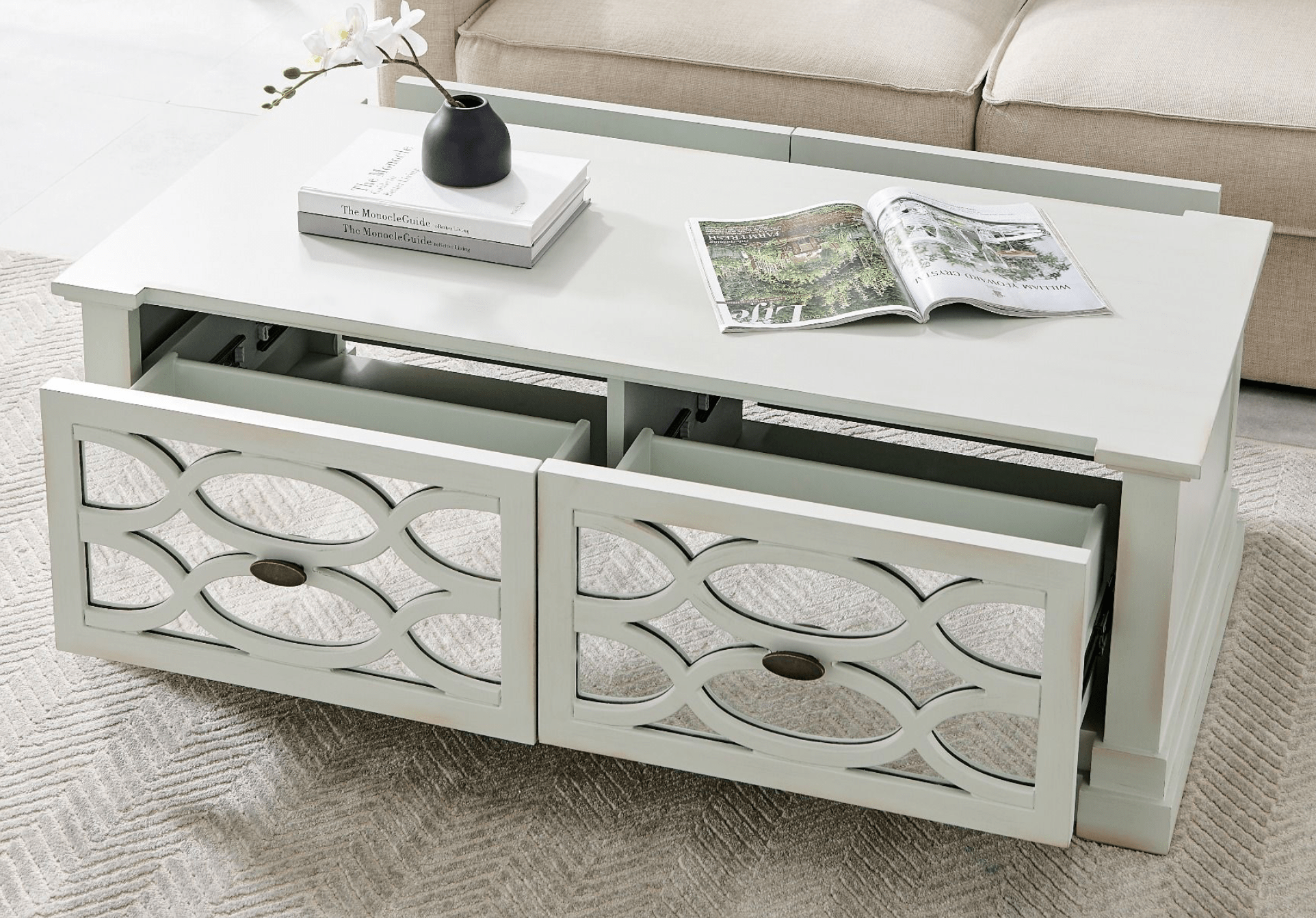 Modena Grey Wash Coffee Table - Luxury Interiors