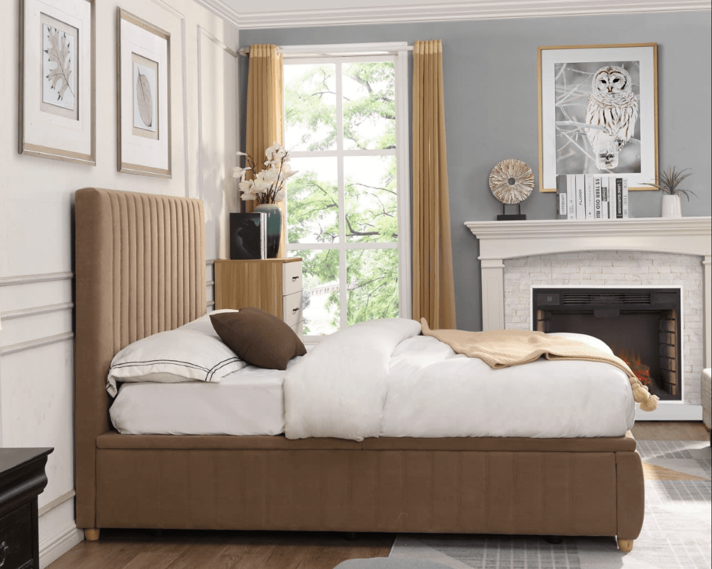 Kerry Beige Gas Lift Storage Bed (FREE DELIVERY )