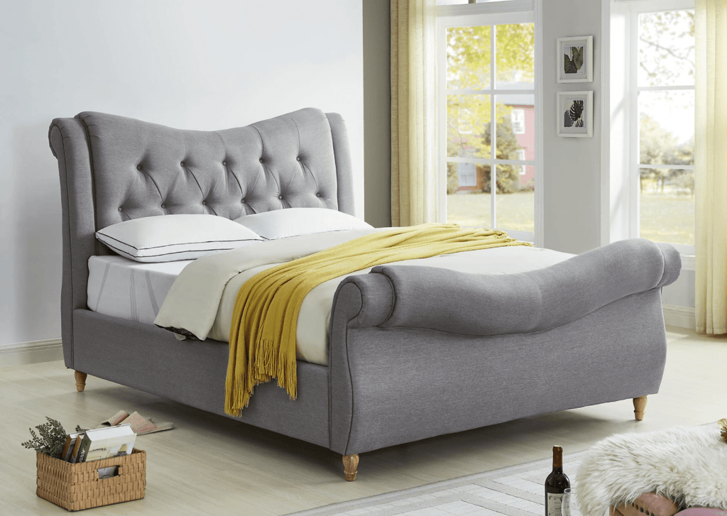Arizona Grey Fabric Sleigh Bed - Luxury Interiors